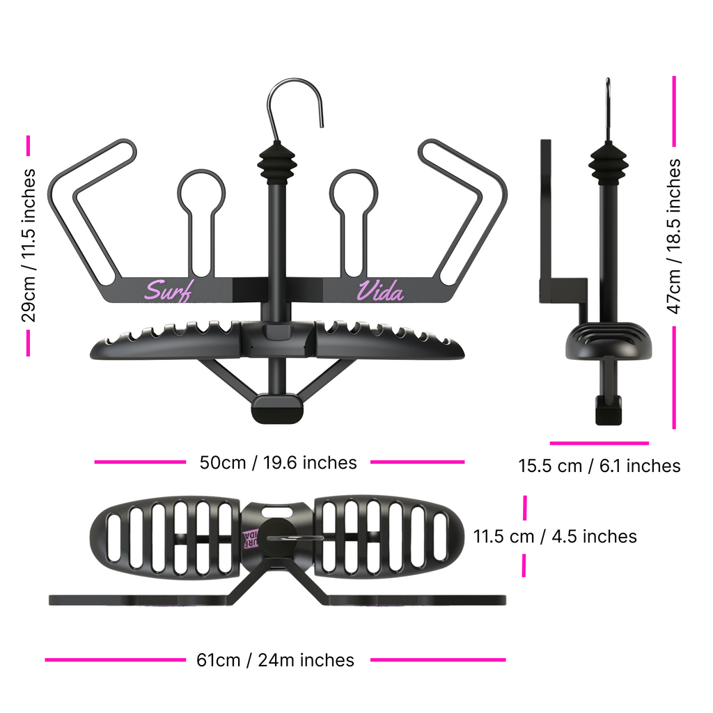Heavy Duty Wetsuit Hanger + Booties & Gloves Drying Attachment Kit