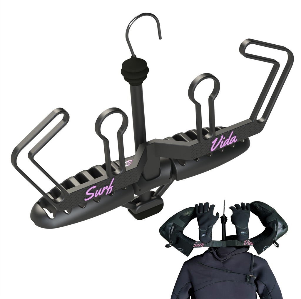 Heavy Duty Wetsuit Hanger + Booties & Gloves Drying Attachment Kit